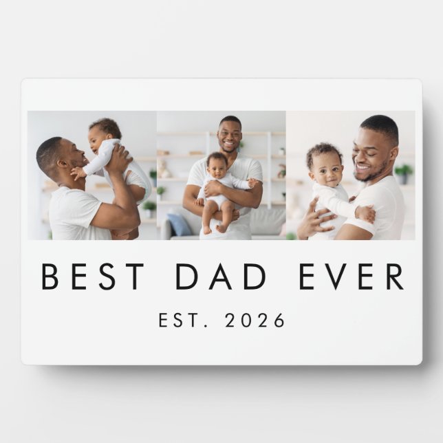 Established Best Dad Ever 3 Photos Plaque (Front)