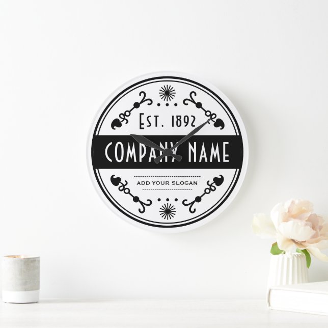 Established Business Name, Decorative  Large Clock (Home)