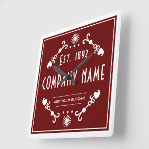 Established Business Name, Decorative Square Wall Clock