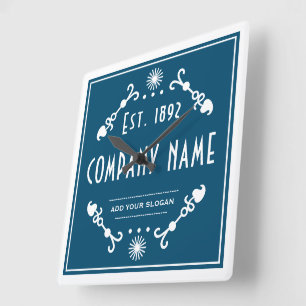 Established Business Name, Decorative Square Wall Clock