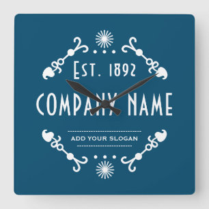 Established Business Name, Decorative Square Wall Clock