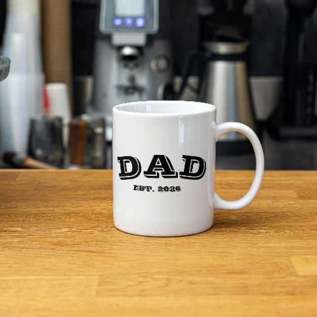 Established Dad New Father Est Year Typography Mug (dad established fathers day coffee mugs modern black and white typography simple year date fun sayin)