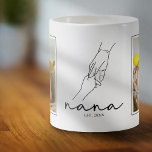 Established Grandmother Nana 2 Photo Coffee Mug<br><div class="desc">Cute family grandma coffee mug featuring a line drawing of a child holding their nans hand,  2 photos for you to replace with your own,  the title 'NANA' in a modern script font,  and the year she became a grandmother.</div>