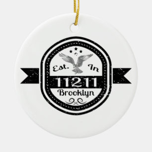 Established In 11211 Brooklyn Ceramic Tree Decoration