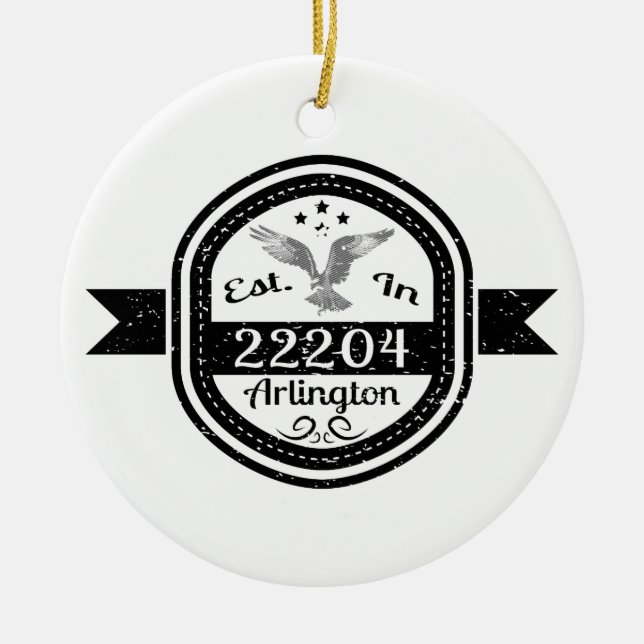 Established In 22204 Arlington Ceramic Tree Decoration (Front)