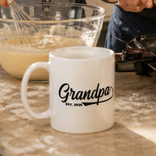 Established New Grandpa Est Year Typography Coffee Mug