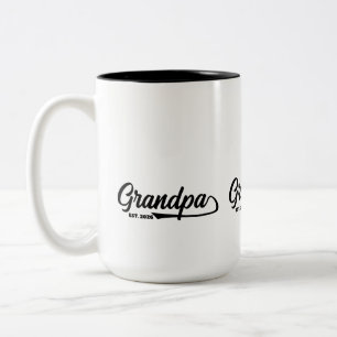 Established New Grandpa Est Year Typography Two-Tone Coffee Mug