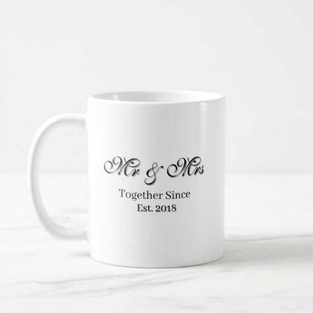 Established Year Personalised Couple Design Coffee Mug (Left)