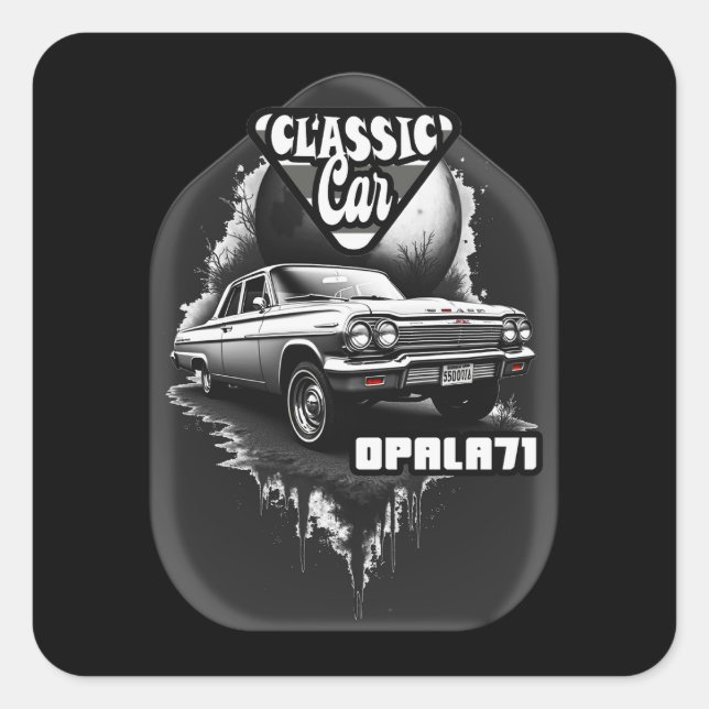 Estampa Carro - Classic Car Opala 71 - Adesivo Square Sticker (Front)
