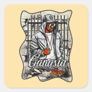 Estampa Hip Hop - Gangsta Love - Adesivo Square Sticker
