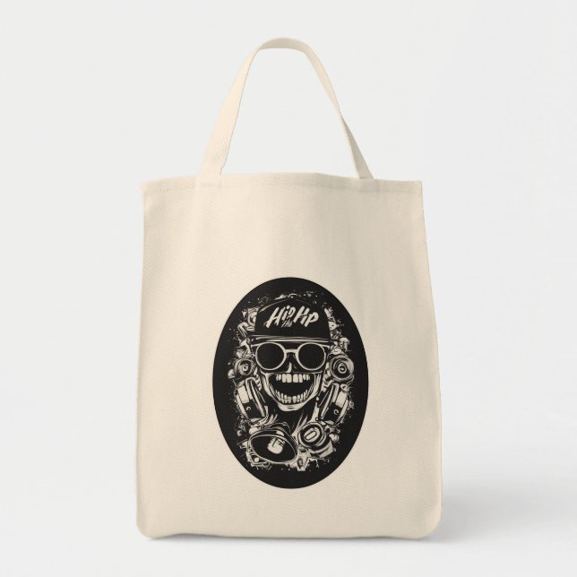 Estampa Hip Hop - Hip Hop Skull Vibes - Bolsa Tote Bag (Front)