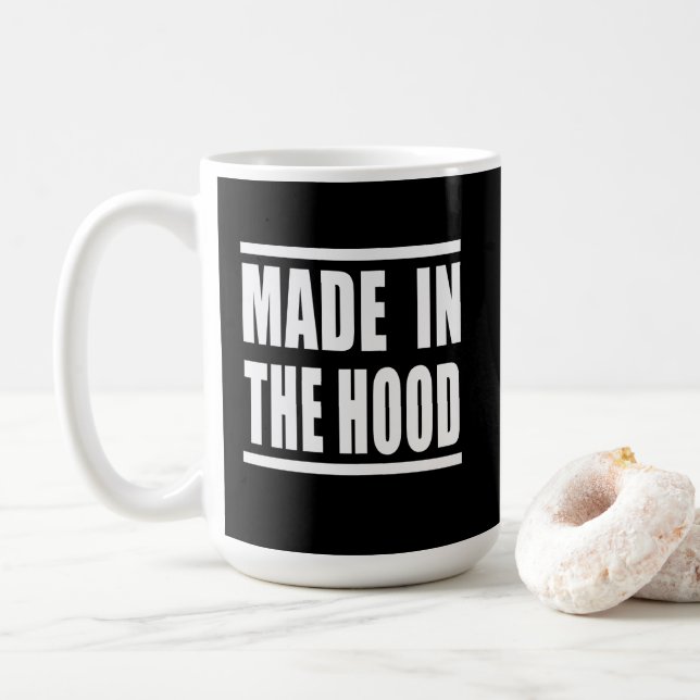Estampa Hip Hop - Made in the Hood - Caneca Coffee Mug (With Donut)