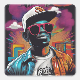 Estampa Hip Hop - Street Graffiti Art - Adesivo Square Sticker