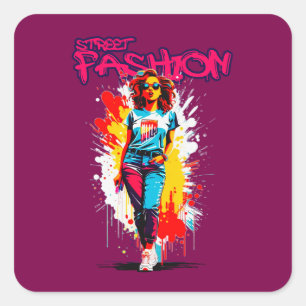 Estampa Moda - Street Fashion - Adesivo Square Sticker