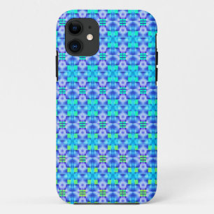 Estampado de formas azuis chamativos e verde claro iPhone 11 case