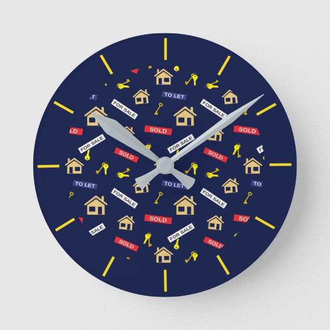 Estate Agent Realtor Property Broker Office Round Clock (Front)