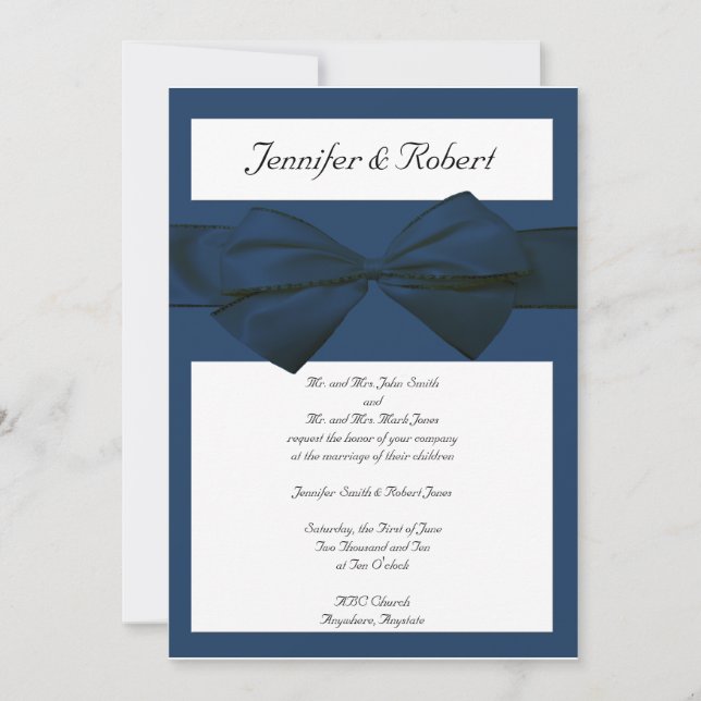 Estate Collection Marine Blue Wedding Invitation (Front)