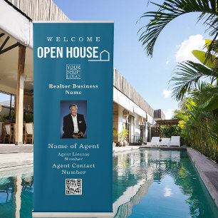 Estate Open House Logo Photo Blue Retractable Banner