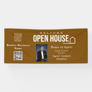 Estate Open House Logo Photo Brown Banner