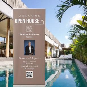 Estate Open House Logo Photo Light Brown Retractable Banner