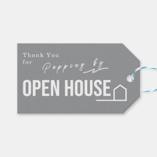 Estate Open House Modern Chic Grey Gift Tags