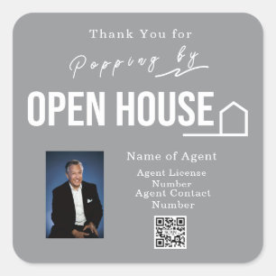 Estate Open House Modern Chic Grey Square Sticker