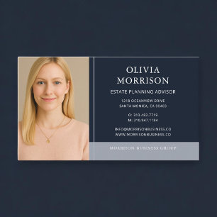 Estate Planning Advisor Photo Navy Blue Business Card