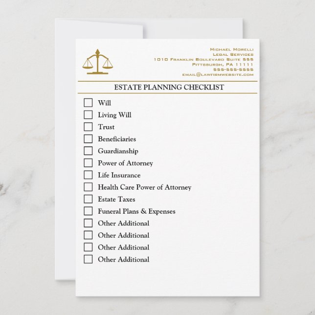 Estate Planning Checklist Invitation (Front)