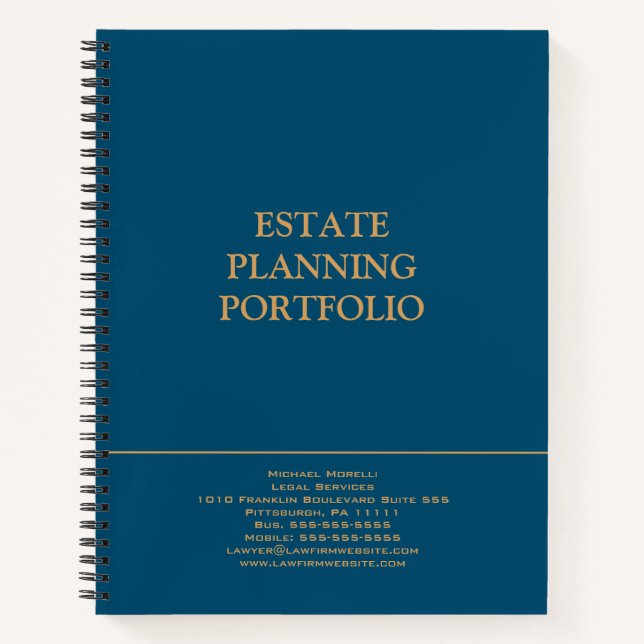 Estate Planning Portfolio - Blue | Gold Notebook (Front)