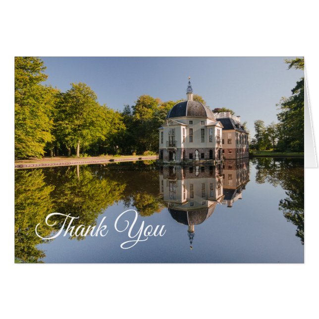 Estate Reflected in Pond Thank You Blank Note Card (Front Horizontal)