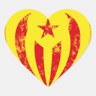 Estelada Vermella Cor Trencada Heart Sticker