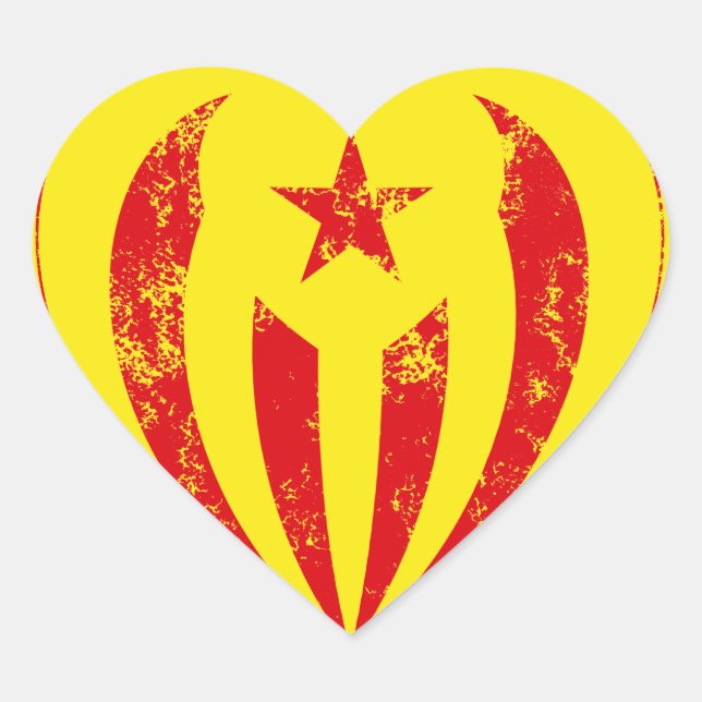 Estelada Vermella Cor Trencada Heart Sticker (Front)
