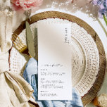 Estelle Minimalist Wedding Long Menu<br><div class="desc">This menu features a modern minimalist design with a hand-lettered script font on a white background for a clean and simple look. The script "menu and eat" heading is an image that cannot be edited. All of the other text is fully editable. For more advanced customisation of this design, simply...</div>