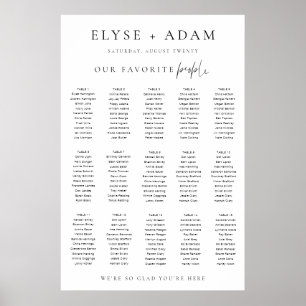 Estelle Modern Minimal 15 Table Seating Poster