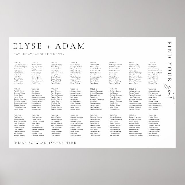 Estelle Modern Minimal 24 Table Seating Poster (Front)