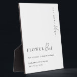 Estelle Modern Minimal Flower Bar Sign Plaque<br><div class="desc">This flower bar favours sign features a modern hand-lettered script heading and minimalist design. The script headings are images that cannot be edited. The heading image can be resized to fit any poster size. All of the other text is fully editable. For more advanced customisation of this design, simply select...</div>