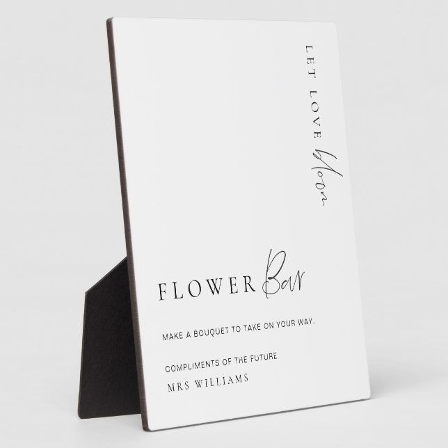 Estelle Modern Minimal Flower Bar Sign Plaque (Side)