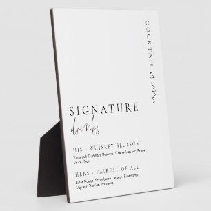 Estelle Modern Minimal Signature Drinks Sign Plaque
