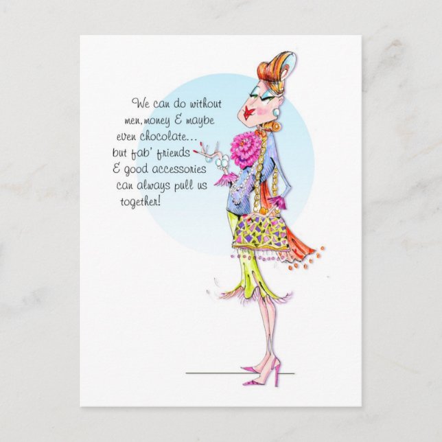 Estelle tells the power of friends n' accessories. postcard (Front)