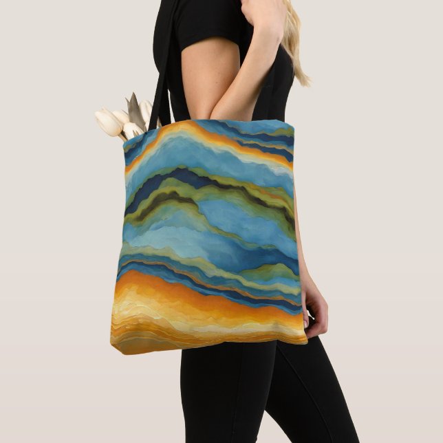 "Estepona" Horizontal Fractured Layers  Tote Bag (Close Up)