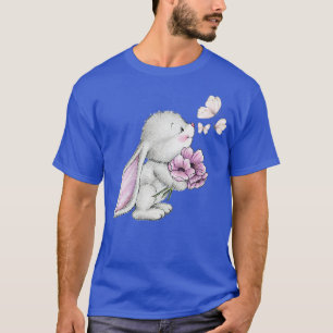 Ester bunny rabbit graphic butterfly, flowers T-Shirt