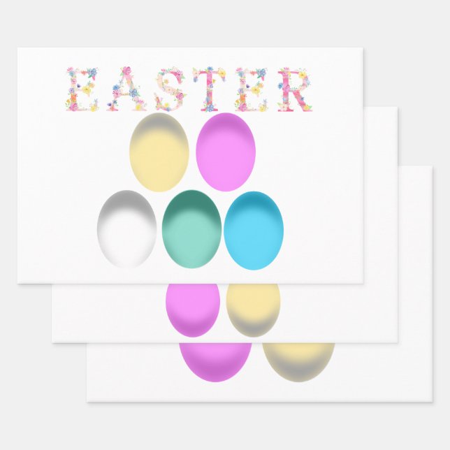 Ester coloured eggs, many colours wrapping paper s (Set)