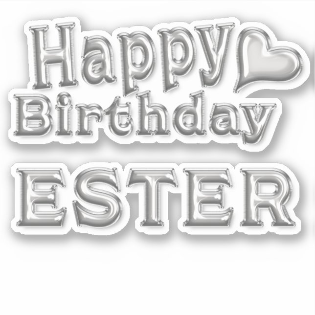 Ester Happy Birthday silver Sticker (Front)