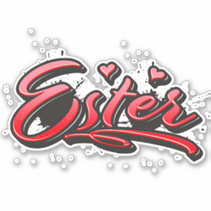 Ester red Heart Graffiti Sticker