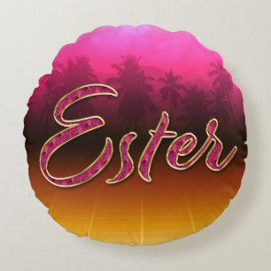 Ester Vorname Name golden pink Kissen Round Cushion