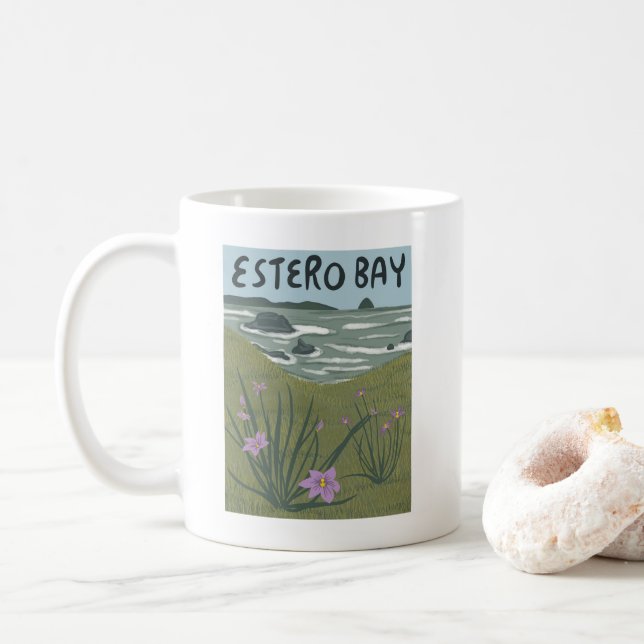 Estero Bay Central California Illustration Morro  Coffee Mug (With Donut)