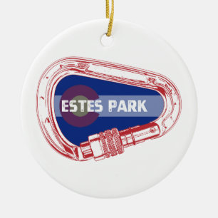 Estes Park Climbing Carabiner Ceramic Tree Decoration