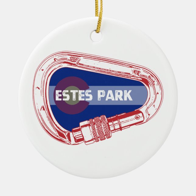 Estes Park Climbing Carabiner Ceramic Tree Decoration (Front)