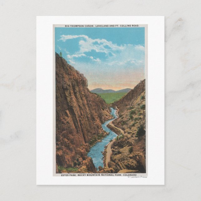 Estes Park, CO - View of Big Thompson Canon Postcard (Front)