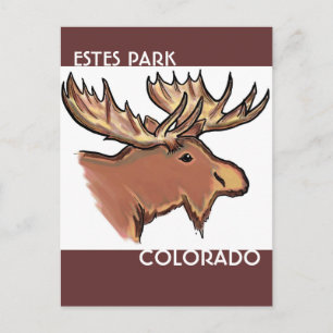 Estes Park Colorado brown moose postcard